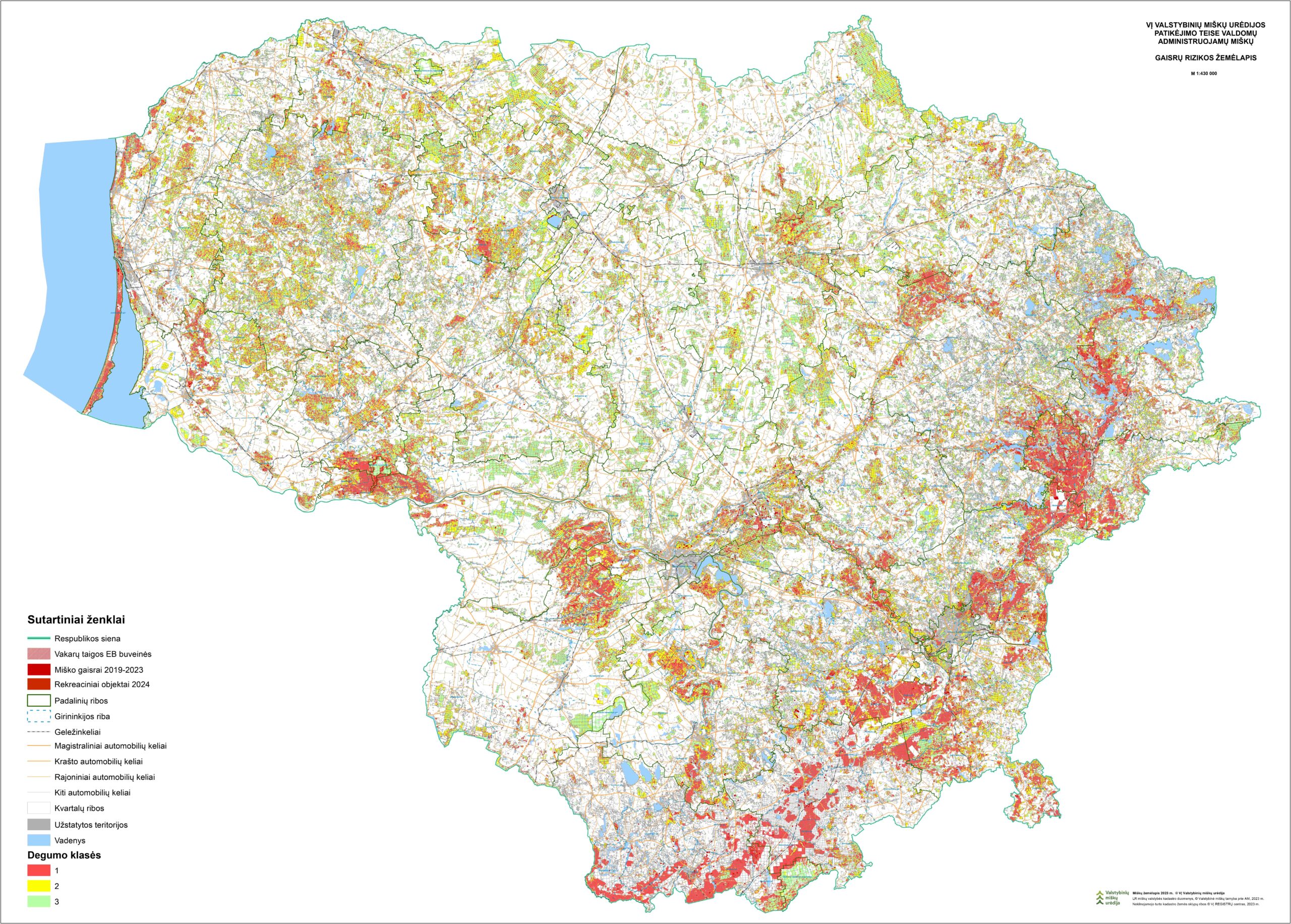 Žemėlapis su gaisrų rizika