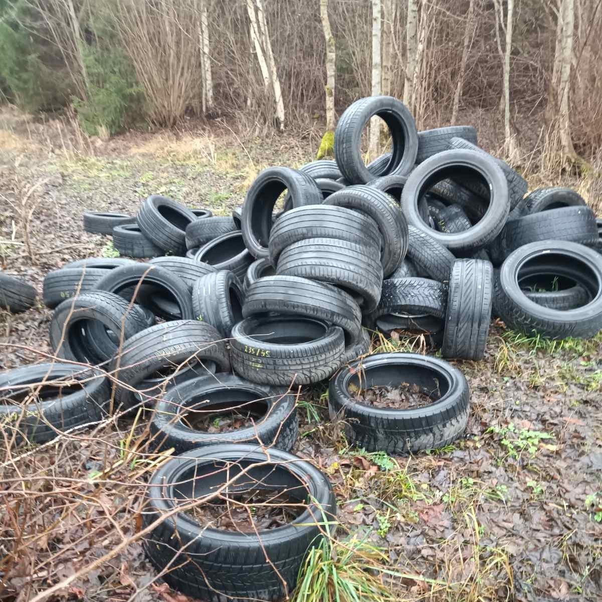 Šventiniu laikotarpiu – nemaloni staigmena miške: vėl išmestos padangos 